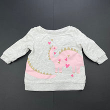 Load image into Gallery viewer, Girls Carters, grey cotton sweater / jumper, dinosaur, GUC, size 000,  