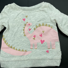 Load image into Gallery viewer, Girls Carters, grey cotton sweater / jumper, dinosaur, GUC, size 000,  