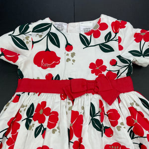 Girls Carters, lined floral cotton party dress, small marks on back, FUC, size 1, L: 44cm