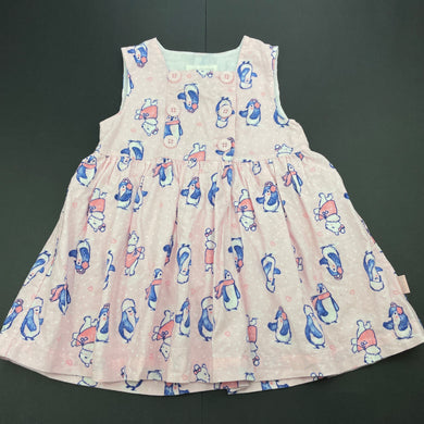 Girls Pumpkin Patch, lined corduroy cotton dress, penguins, GUC, size 0, L: 44cm