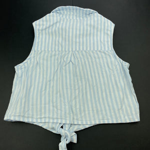 Girls KID, blue stripe cotton tie front top, EUC, size 10,  