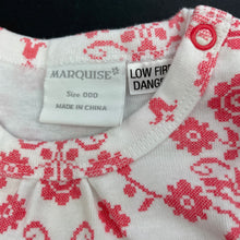 Load image into Gallery viewer, Girls Marquise, red &amp; white cotton bodysuit / romper, GUC, size 000,  