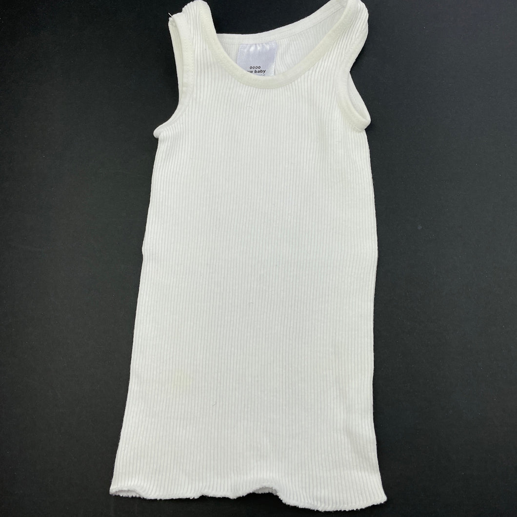 unisex Target, white ribbed cotton singlet top, FUC, size 0000,  