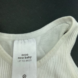 unisex Target, white ribbed cotton singlet top, FUC, size 0000,  