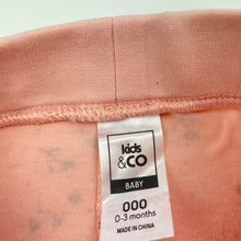 Load image into Gallery viewer, Girls Kids &amp; Co, pink foral cotton leggings / bottoms, EUC, size 000,  