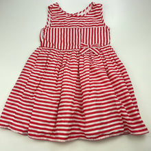 Load image into Gallery viewer, Girls H&amp;T, lined red &amp; white stripe cotton dress, GUC, size 4, L: 54cm