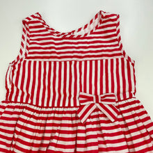 Load image into Gallery viewer, Girls H&amp;T, lined red &amp; white stripe cotton dress, GUC, size 4, L: 54cm