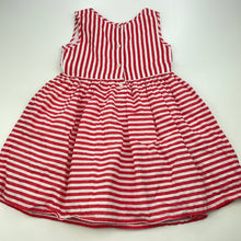 Load image into Gallery viewer, Girls H&amp;T, lined red &amp; white stripe cotton dress, GUC, size 4, L: 54cm