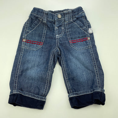 Boys Peter Rabbit, cotton lined denim pants, adjustable, GUC, size 00,  