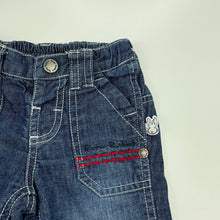 Load image into Gallery viewer, Boys Peter Rabbit, cotton lined denim pants, adjustable, GUC, size 00,  