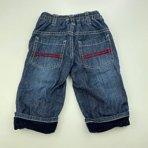 Boys Peter Rabbit, cotton lined denim pants, adjustable, GUC, size 00,  