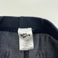 Load image into Gallery viewer, unisex Baby Berry, stretchy denim leggings / bottoms, EUC, size 000,  