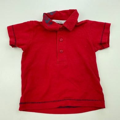 Boys Absorba, red stretchy polo shirt top, GUC, size 000,  