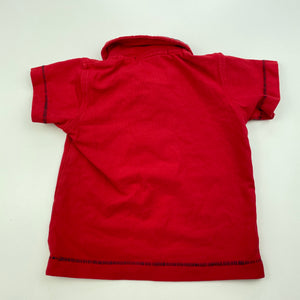 Boys Absorba, red stretchy polo shirt top, GUC, size 000,  