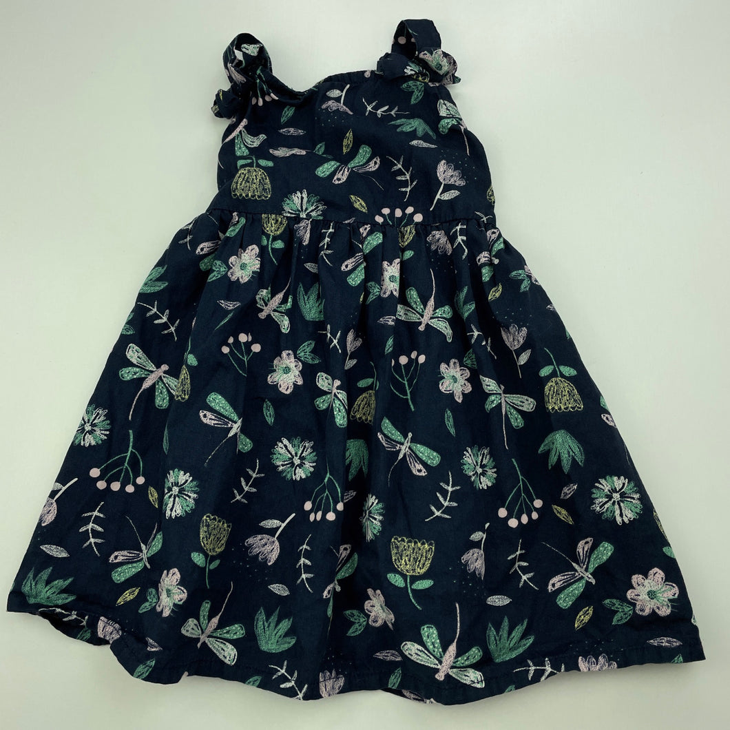 Girls Anko, lightweight cotton summer dress, dragonflies, FUC, size 1, L: 44cm