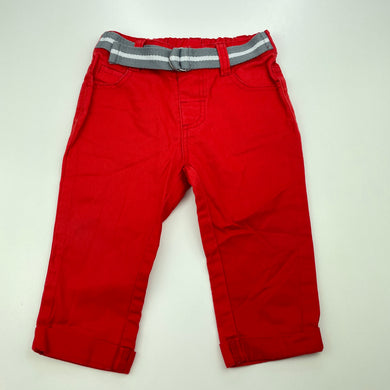Boys Target, red cotton pants, elasticated, GUC, size 0,  