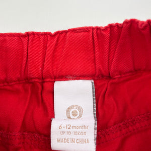 Boys Target, red cotton pants, elasticated, GUC, size 0,  