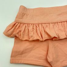 Load image into Gallery viewer, Girls Dymples, peach ruffle shorts, elasticated, EUC, size 000,  