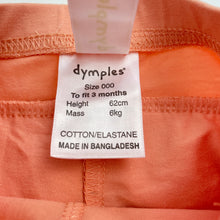 Load image into Gallery viewer, Girls Dymples, peach ruffle shorts, elasticated, EUC, size 000,  