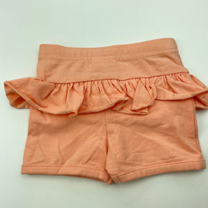 Girls Dymples, peach ruffle shorts, elasticated, EUC, size 000,  