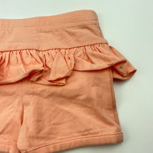 Load image into Gallery viewer, Girls Dymples, peach ruffle shorts, elasticated, EUC, size 000,  