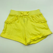 Load image into Gallery viewer, Girls Tiny Little Wonders, yellow cotton shorts, elasticated, EUC, size 000,  