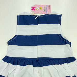 Girls HAO LING FAN, lightweight striped dress, NEW, size 2, L: 46cm