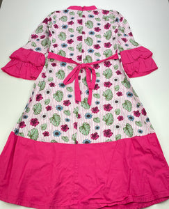 Girls Barbie, cotton casual dress, mark left sleeve, FUC, size 6, L: 81cm