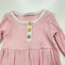 Load image into Gallery viewer, Girls Blush Kids, pink ribbed cotton casual dress, GUC, size 1, L: 36cm