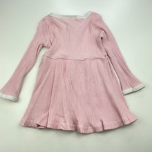 Load image into Gallery viewer, Girls Blush Kids, pink ribbed cotton casual dress, GUC, size 1, L: 36cm