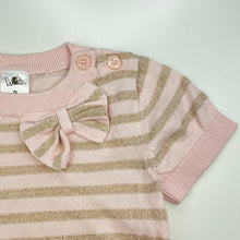 Load image into Gallery viewer, Girls H&amp;T, pink &amp; gold knitted short sleeve dress, EUC, size 2, L: 47cm