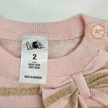 Load image into Gallery viewer, Girls H&amp;T, pink &amp; gold knitted short sleeve dress, EUC, size 2, L: 47cm