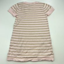 Load image into Gallery viewer, Girls H&amp;T, pink &amp; gold knitted short sleeve dress, EUC, size 2, L: 47cm