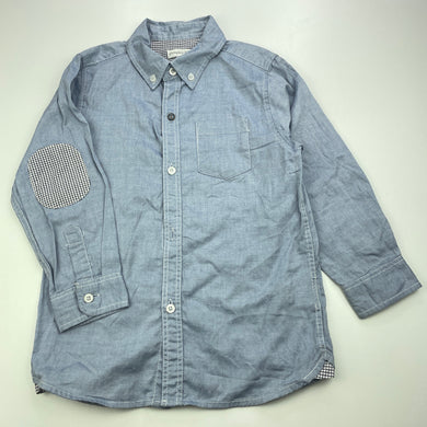 Boys Pumpkin Patch, lightweight cotton long sleeve shirt, missing button - spare included, FUC, size 4,  
