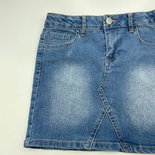 Load image into Gallery viewer, Girls Clothing &amp; Co, blue stretch denim skirt, adjustable, L: 32.5cm, GUC, size 10,  