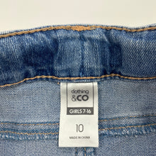 Load image into Gallery viewer, Girls Clothing &amp; Co, blue stretch denim skirt, adjustable, L: 32.5cm, GUC, size 10,  