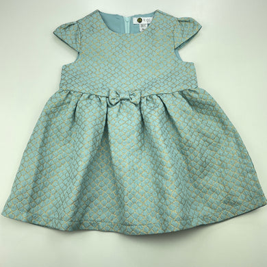 Girls PL Kids, lined blue & gold party dress, EUC, size 1-2, L: 40cm