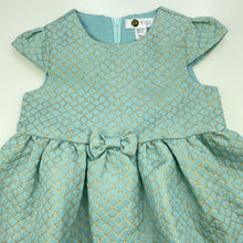 Load image into Gallery viewer, Girls PL Kids, lined blue &amp; gold party dress, EUC, size 1-2, L: 40cm
