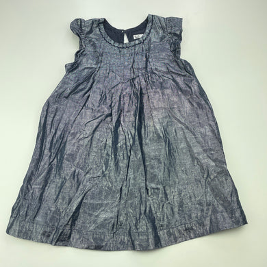 Girls Target, lined blue & silver metallic party dress, GUC, size 2, L: 48cm