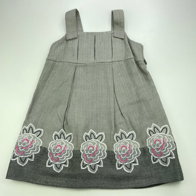 Girls Origami, lined embroidered wool blend dress, GUC, size 4, L: 55cm