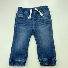 Load image into Gallery viewer, Boys Target, blue stretch denim pants, elasticated, EUC, size 0,  