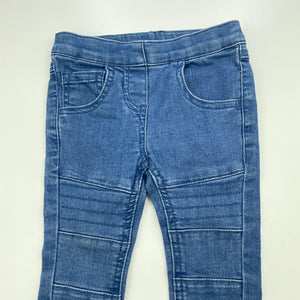 Girls Anko, blue stretch denim leggings / jeggings, Inside leg: 27cm, elasticated, FUC, size 1,  