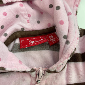 Girls Sprout, velour zip hoodie sweater, FUC, size 00,  