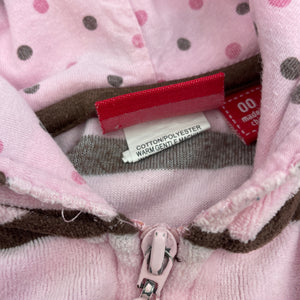 Girls Sprout, velour zip hoodie sweater, FUC, size 00,  