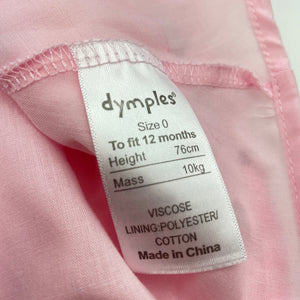 Girls Dymples, lined lightweight dress, butterflies, GUC, size 0, L: 38cm