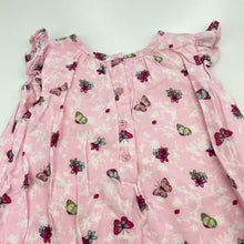 Load image into Gallery viewer, Girls Dymples, lined lightweight dress, butterflies, GUC, size 0, L: 38cm