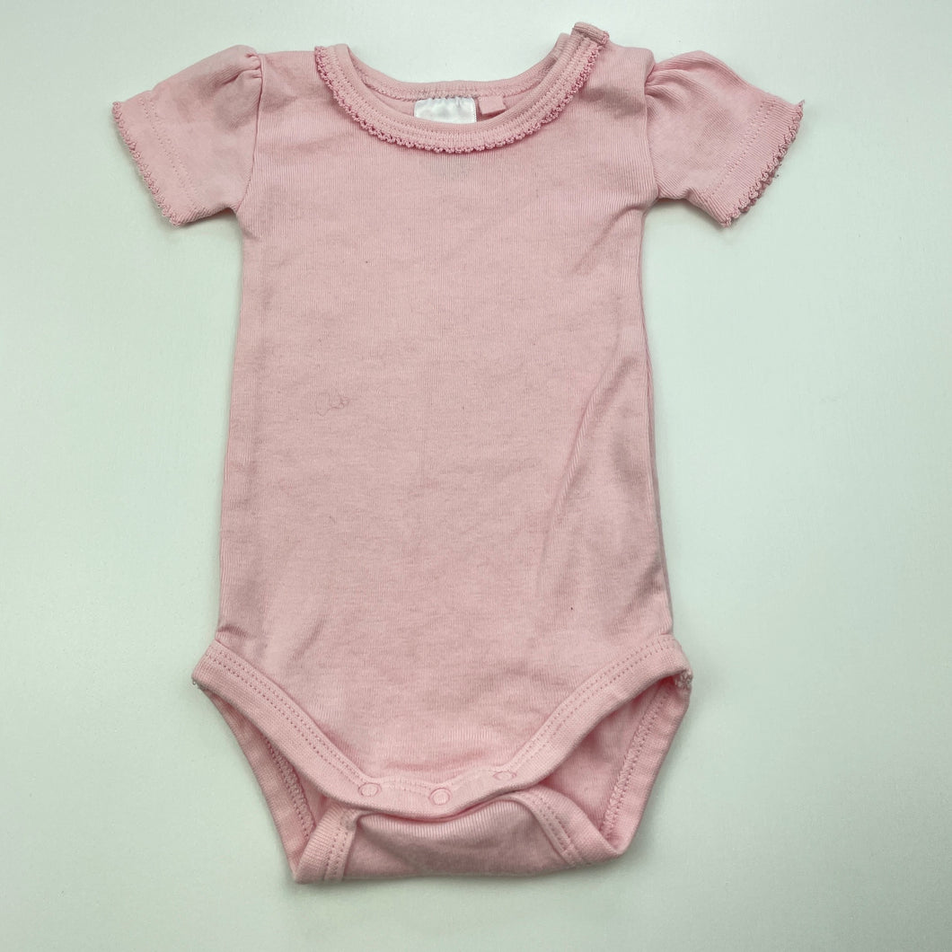 Girls Target, pink cotton bodysuit / romper, EUC, size 0000,  
