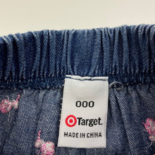 Load image into Gallery viewer, Girls Target, embroidered lightweight denim skirt, elasticated, GUC, size 000,  