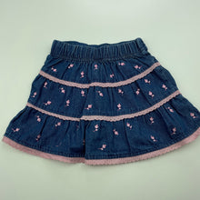 Load image into Gallery viewer, Girls Target, embroidered lightweight denim skirt, elasticated, GUC, size 000,  