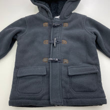 Load image into Gallery viewer, Boys Tiny Little Wonders, fleece lined duffle coat / jacket, zip &amp; toggle, L: 38cm, GUC, size 1,  